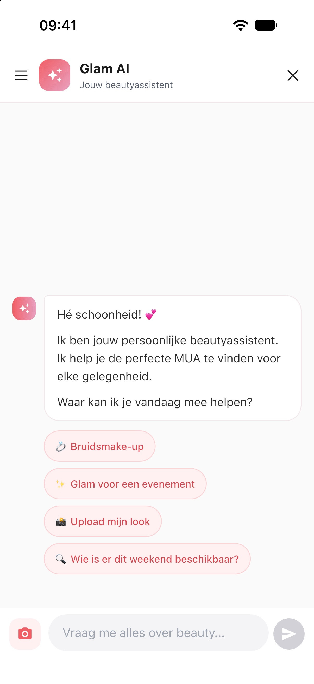 Glam AI in de MUA Match-app