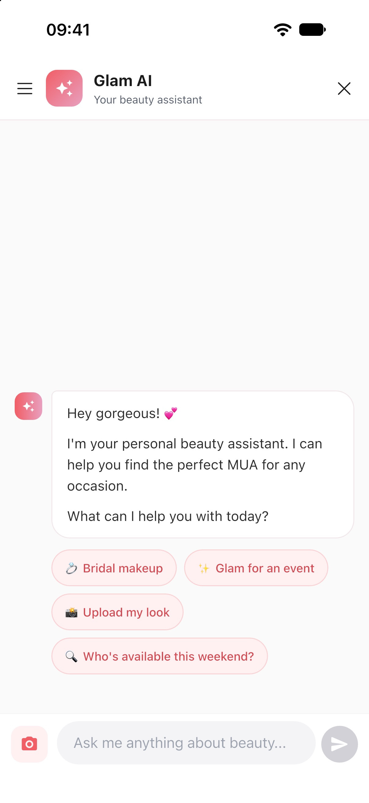 Glam AI in the MUA Match app